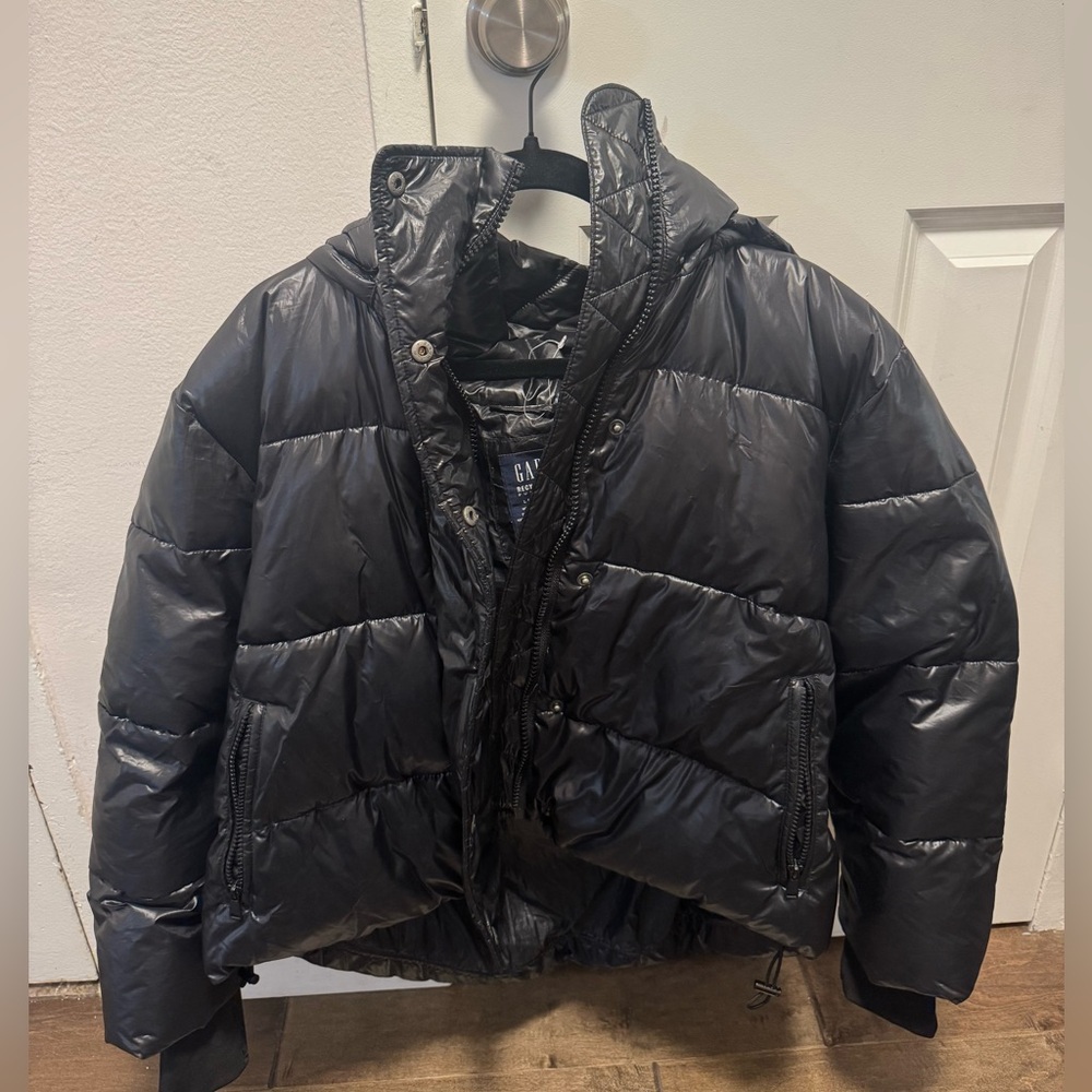 GAP Shiny Black Puffer Jacket